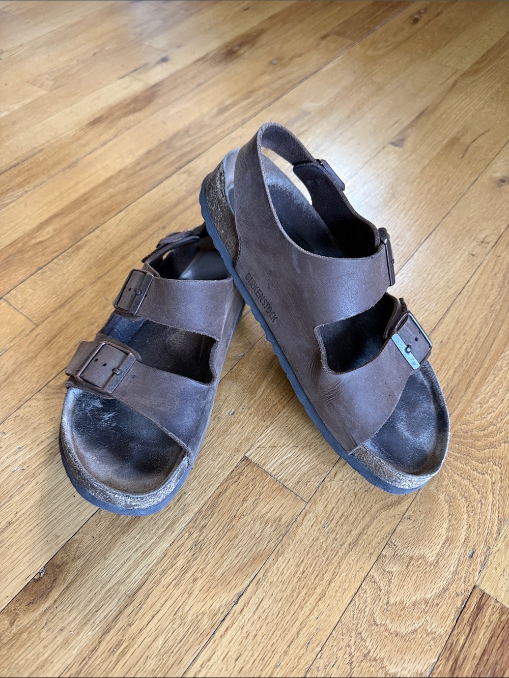 Birkenstock Brown Leather Two-Buckle Sandals